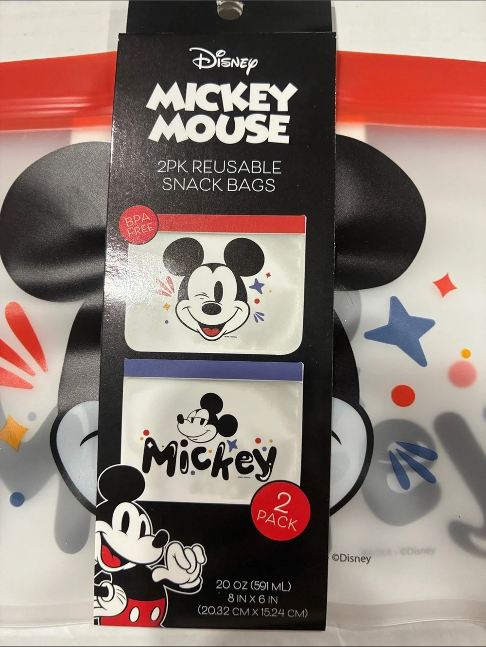 Disney Mickey Mouse Reusable Snack Bags - 2 Pack